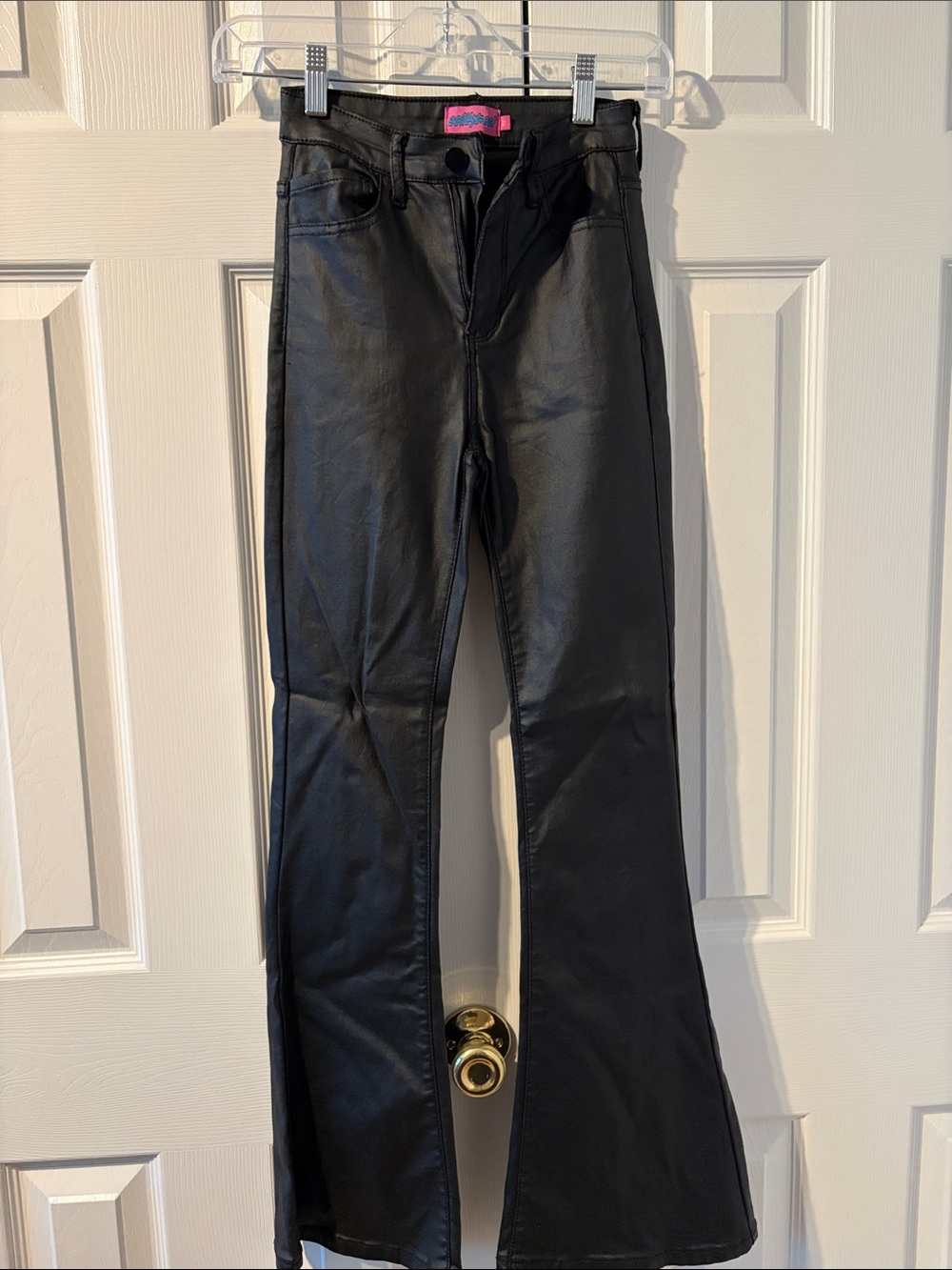 Edikted Black Faux Leather Flare Pants